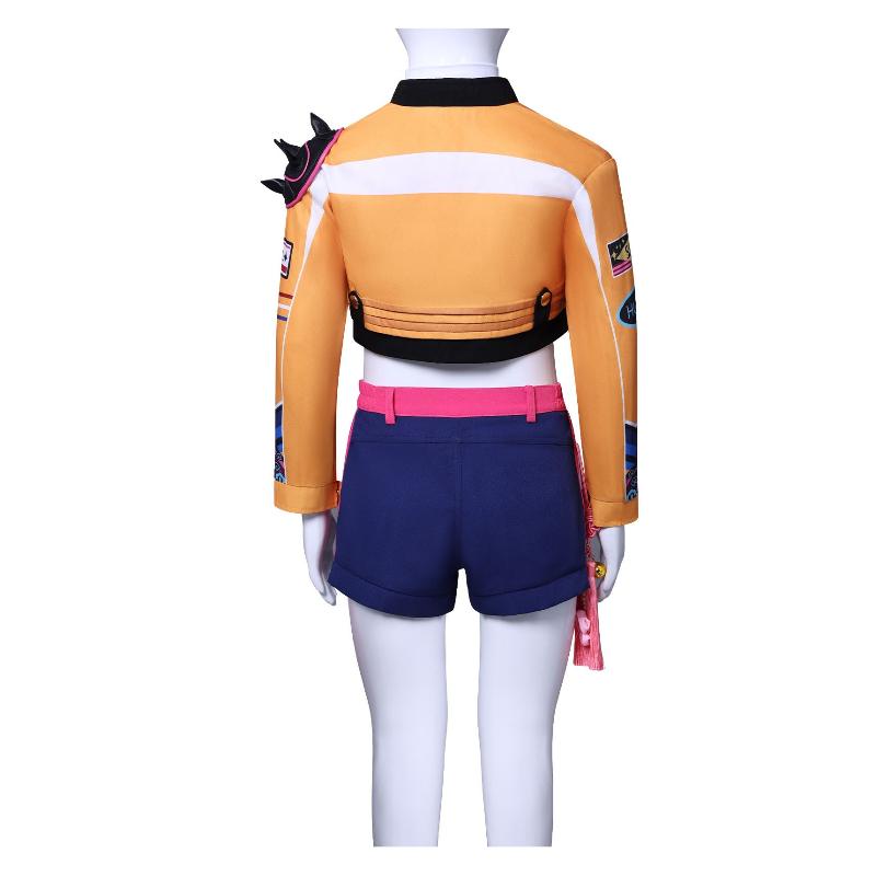 Girls POP Singer Super Star Stage Performance Printing Outfit Kids Demon Halloween Cosplay Costume Hunters Carnival Party Role Playing Dress Up Suit