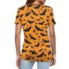 Women's T Shirt Halloween Print Button Short Sleeve Daily Weekend Fashion Basic V- Neck Regular Top