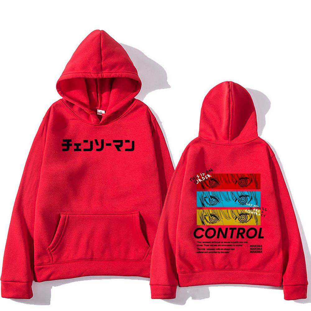 Chainsaw Man Manga Kontroll Makima Hoodie Män Tryck Harajuku