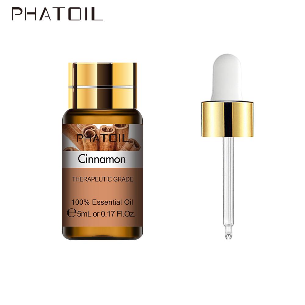 PHATOIL 5ML Cinnamon Pure Essential Oil with Dropper For Spa Massage Oil Burners Humidifiers Air Purifier Boost Immunity Promote Digestion