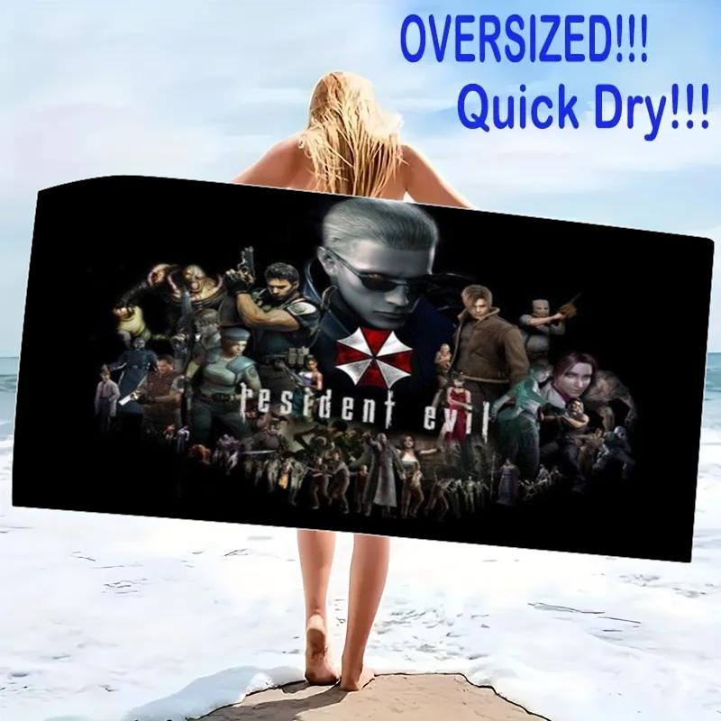 Evil Zombie Game Print Beach Towel, Large Soft Quick Dry Towel for Beach Camping Swimming