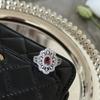 Simulation Ruby Flower-Shaped Open Ring Women'S Full Diamond Live Ring Jewelry