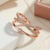 Luxury Zircon Crossed Rings Elegant Plain Ring Exquisite Women's Opening Ring  For Girls