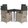 VidaXL 5-Piece Garden Dining Set with Cushions, Table and Chairs with Adjustable Backrest, Outdoor Patio Furniture 3212421
