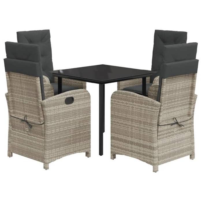 VidaXL 5-Piece Garden Dining Set with Cushions, Table and Chairs with Adjustable Backrest, Outdoor Patio Furniture 3212421