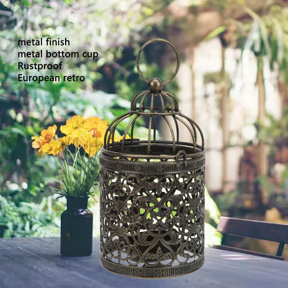 European Retro Vintage Candle Holder Metal Hanging Candle Lantern Party Ambience