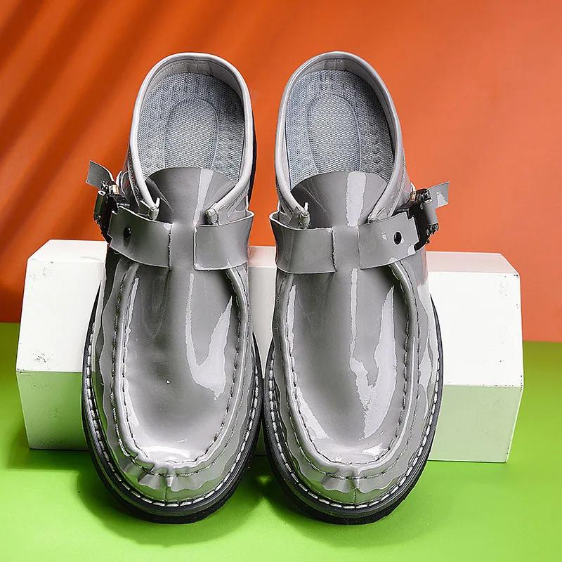 Fashion Men's Casual Slippers Loafers Lightweight Luxurious Comfortable Business Office Walking Shoes One Foot PU Leather Shoes 2025