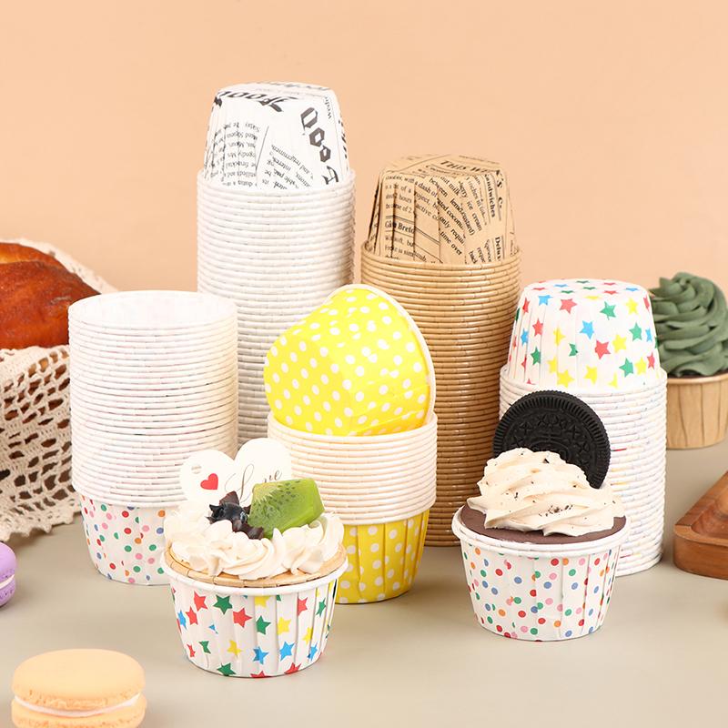 50 stuks Krullend Papieren Bekertje Flens Cake Papieren Bekertje Oliebestendig Cupcake Bakje Bakvorm Bakplaat Doos Bruiloft Feest Muffin Bekers