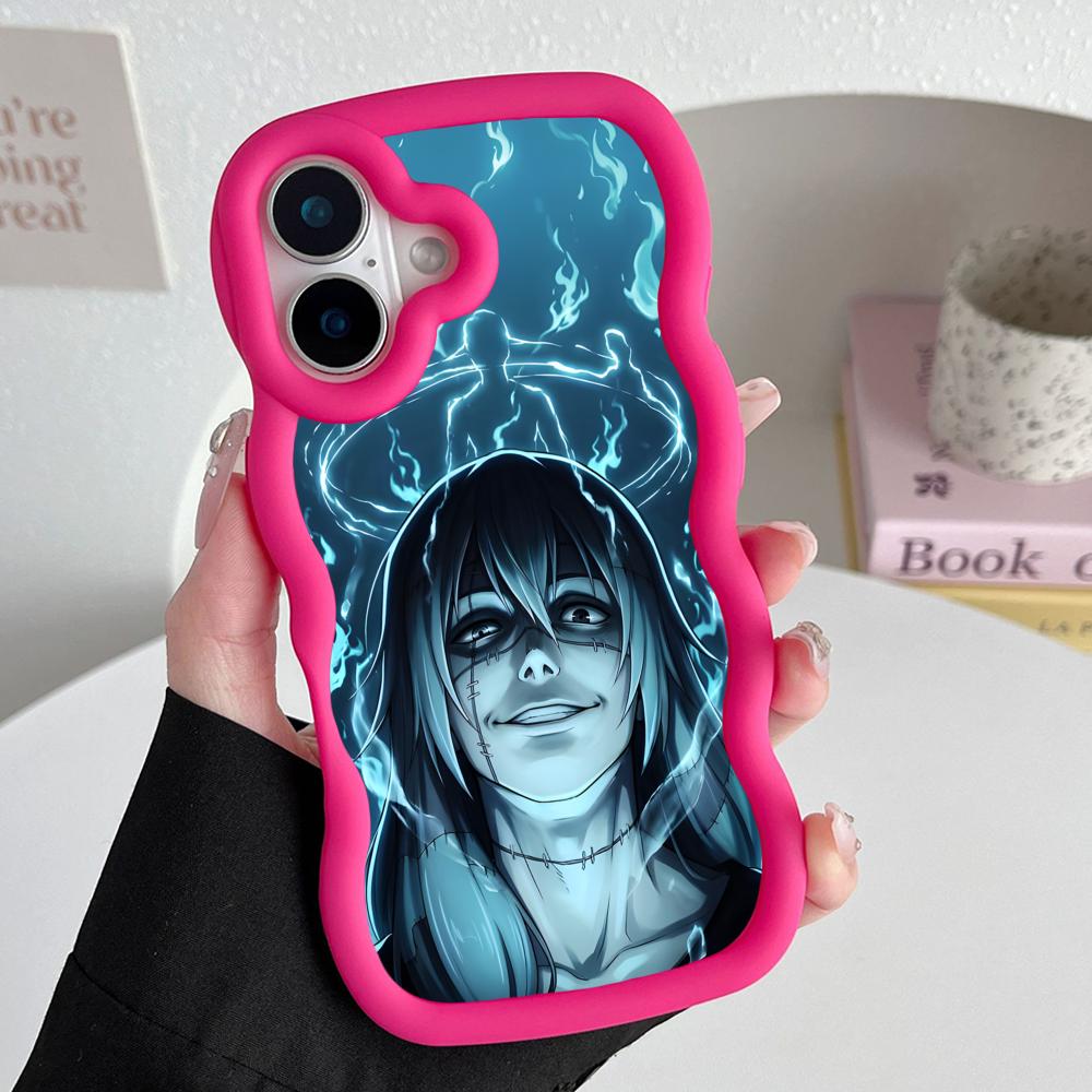 JJK Mahito Phone Case for iPhone 17 16 15 14 13 12 11 Air Pro Max Plus Red Soft TPU Wavy Edge Cover