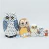 Egg Owl Russian Nesting Dolls - Five-Layer Wooden Toy & Ornament for Kids' Birthday or Christmas Gift.
