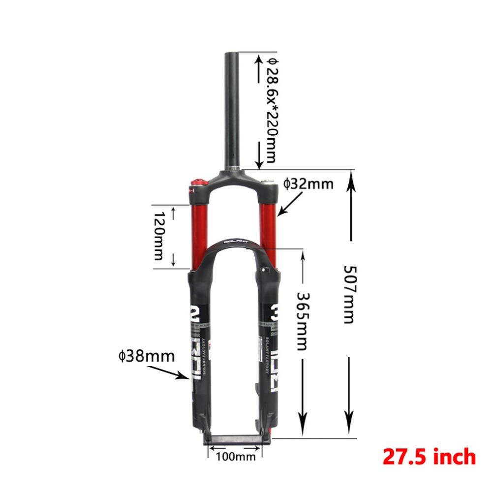 Bolany Mountain Bike Fork Suspension Double Airbag, Red Bike Front Straight Tube, Shock Absorber, Magnesium Alloy, Bike Accessor