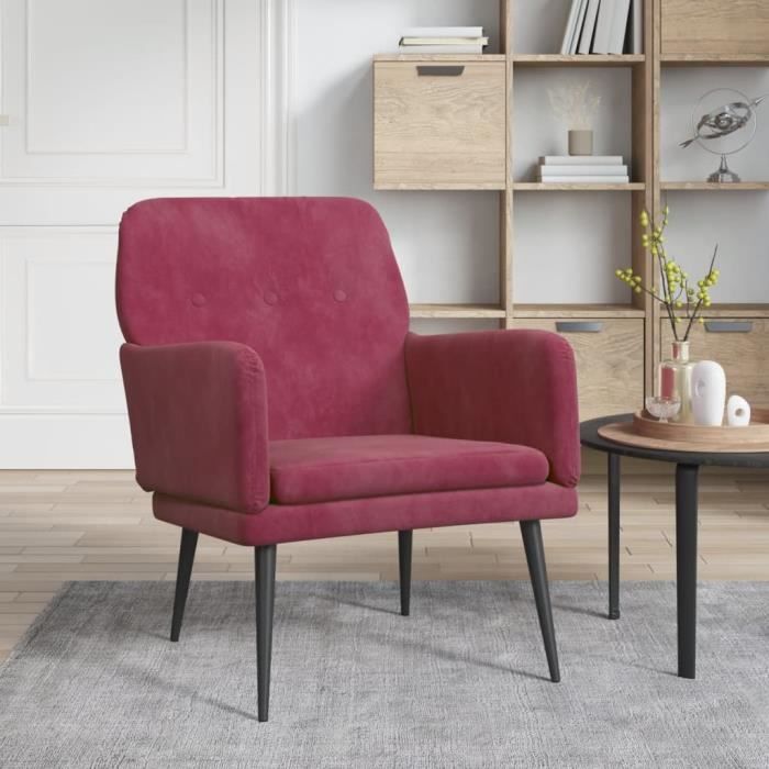 351408 vidaXL Fauteuil Rouge bordeaux 62x79x79 cm Velours
