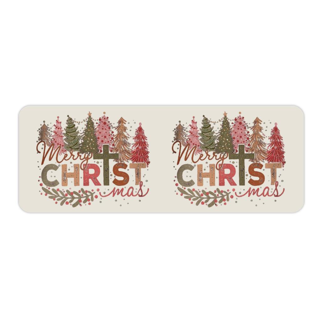Christmas Kitchen Anti-slip Mat Carpet Flannel Doormat One-piece Set