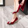 High heels women's thin heels Xiuhe wedding shoes women's 2025 spring and autumn new bridal red shoes Chinese wedding toast wedding