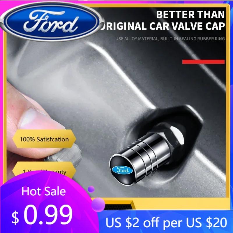 New 2026 Car Sticker For Ford 4PCS Metal Car Wheel Stem Cover Tire Valve Caps For Ford Kuga Focus 2 3 4 Fiesta Ecosport Mondeo M