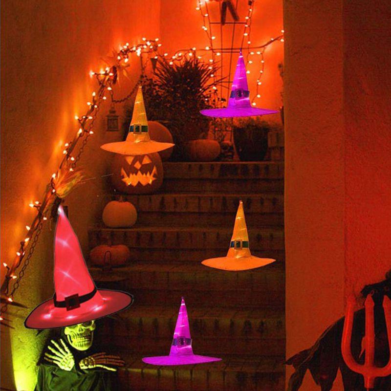 Festliche leuchtende Halloween-Hexenhüte für Outdoor-Cosplay-Partys und Dekorationen