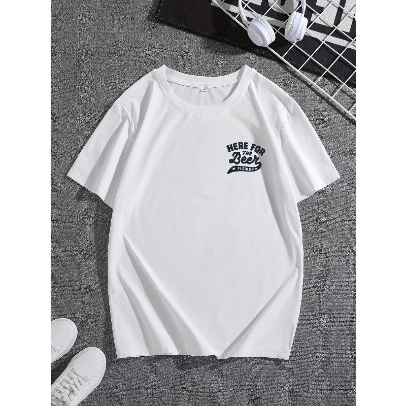 Men'S Short-Sleeve Fashionable T-Shirt with Round Neck And Letter Print