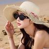 Straw sun hat children's large brim summer breathable straw hat seaside beach full face shading sun protection hat tide