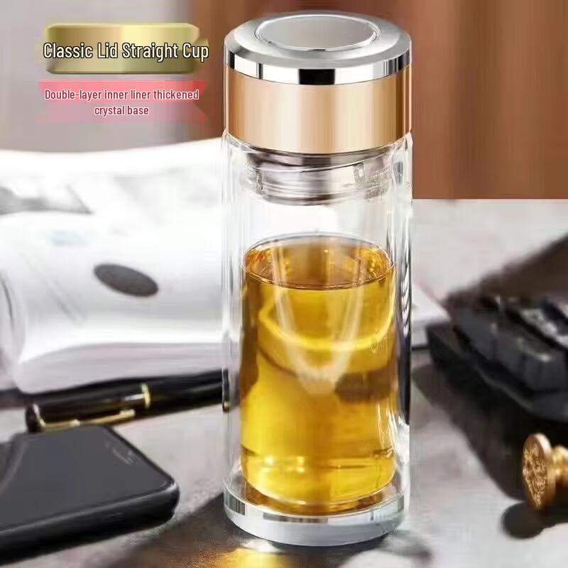 BSK Elegant Double-Wall Glass Tea Infuser Bottle 300ml