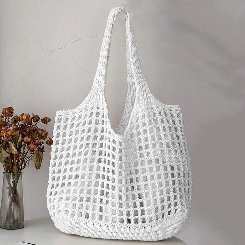 

Вязаная сумка-тоут с полыми плечами, большая вместимость, крючком, подмышечная, повседневная, для пляжа, для поездок на работу, для женщин