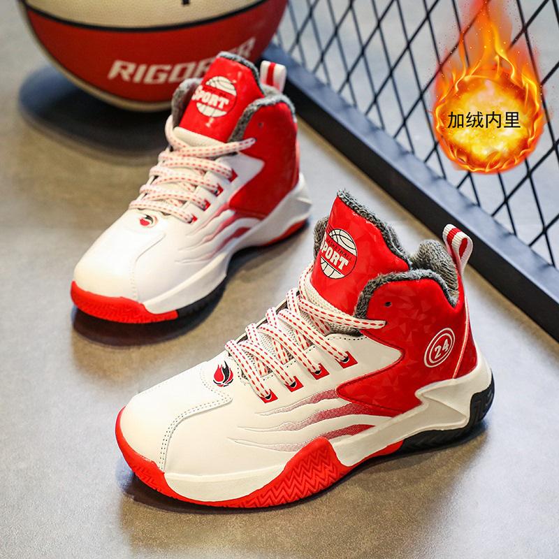 

2025 зима новые мальчики баскетбольные кроссовки бархатные теплые кожаные водонепроницаемые и морозостойкие средние и старшие мальчики спортивные хлопковые кроссовки 31