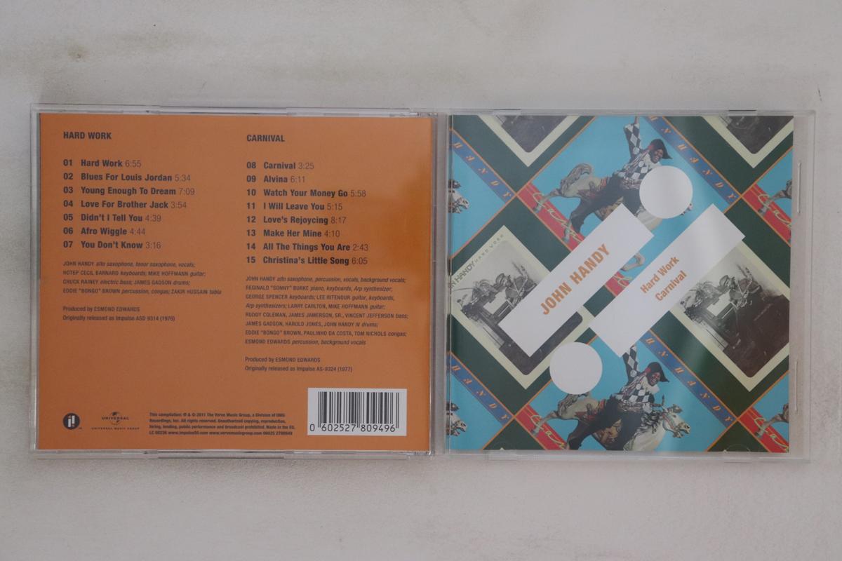 

CD JOHN HANDY - Hard Work / Carnival 060252780949 IMPULSE! 2011 Europe Jazz Used