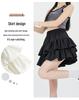 Women's Summer Black A-line Puff Short Skirt - Elastic Waist, Slimming, Anti-Exposure.