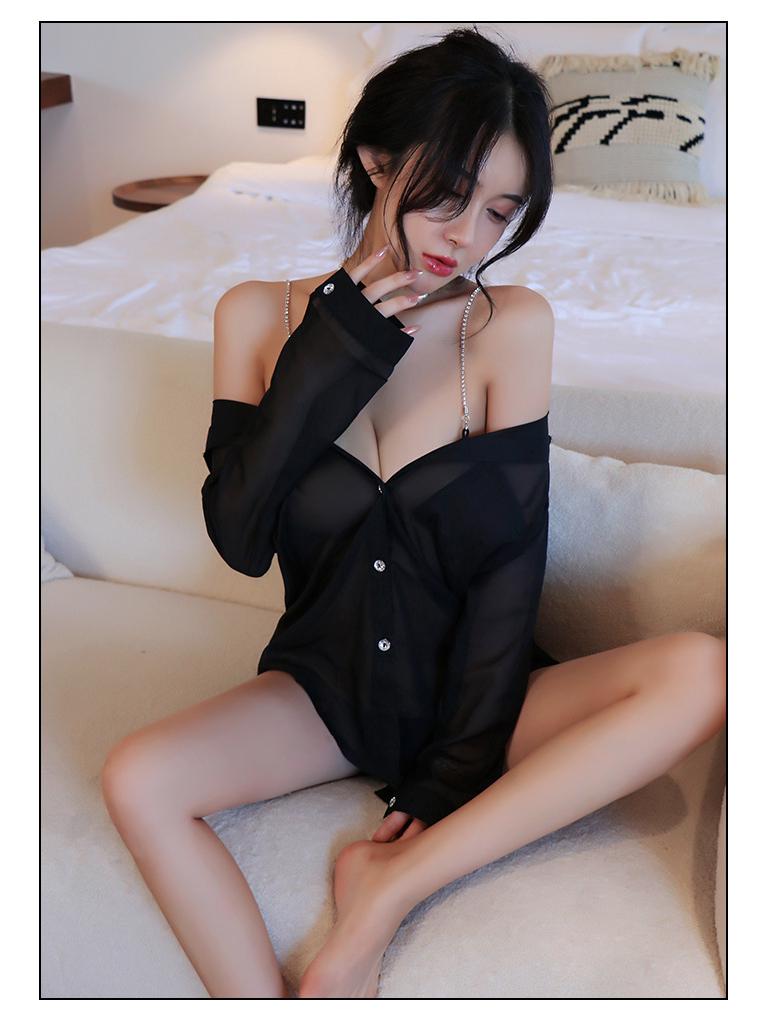 Elegant Chiffon Nightgown: See-Through Sexy Lingerie for Passionate Nights