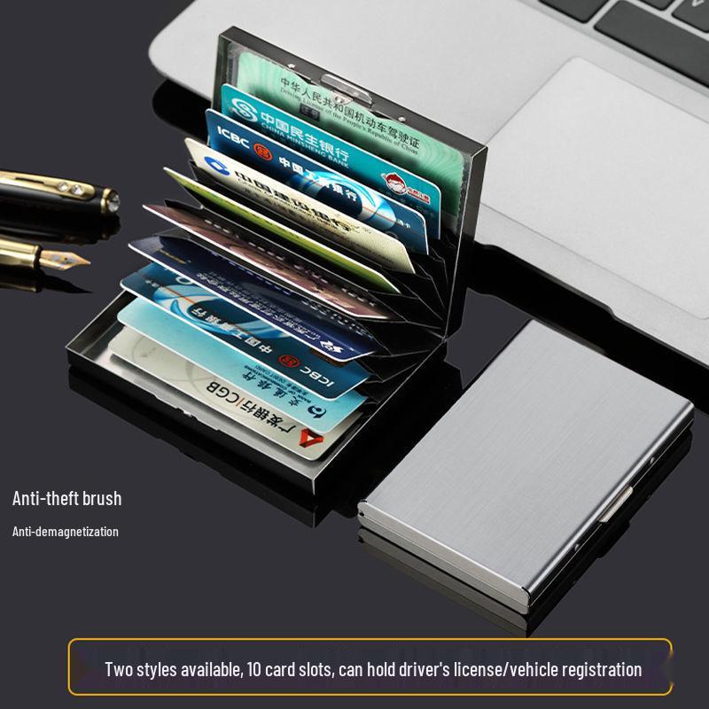 Stainless Steel Anti-Demagnetization Card Holder & Album for Men and Women - Includes Driver's License & Card Slots