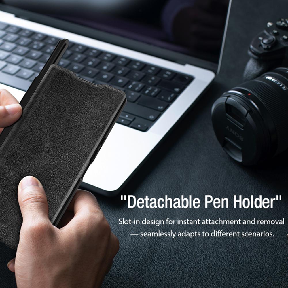 NILLKIN Qin Pro Series for Samsung Galaxy Z Fold7 5G Case with Card Slots Leather Phone Cover with Stylus