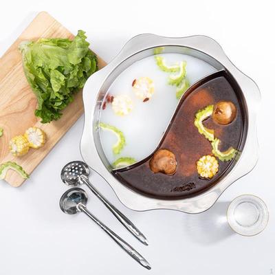 Edelstahlgeteilter Topf Kochutensil Mandarinenten-Hotpot für Camping