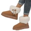 Damen Fellige Schneestiefel mit Schleife & Perlen, Plüschgefütterte Winterstiefeletten, Outdoor Knöchelstiefel auf Lager