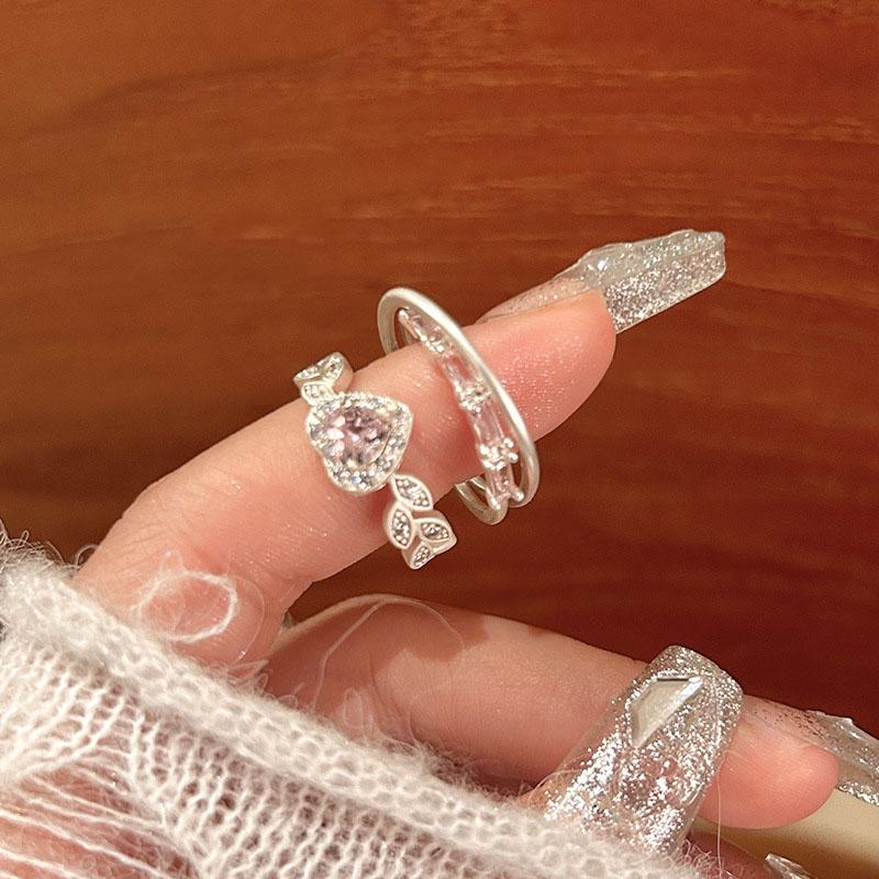 Süße Rosa Herz Ringe Für Frauen Trendy Strass Ringe Mädchen Koreanische Mode Finger Zubehör Personalisierte Schmuck Geschenke