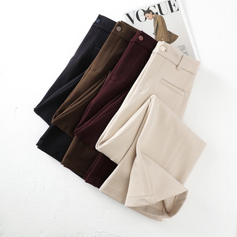 Women's Beige Wool Wide-Leg Pants - Autumn/Winter 2024 Cashmere Blend, Loose & Comfortable.