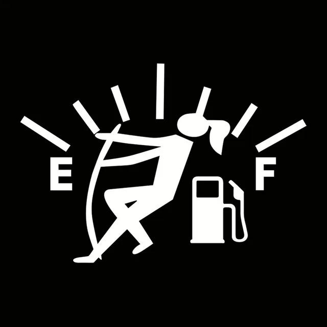 Car Stickers 12.7CM*9.2CM High Gas Consumption Decal Fuel Gage Empty Stickers Funny Vinyl Car Fuel Tank Cap Sticker