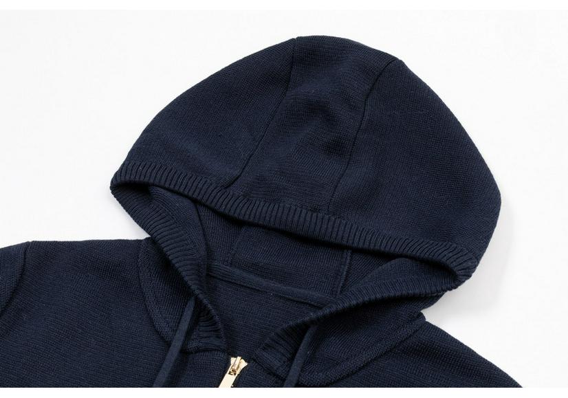 TB JL Double-Sleeve Hooded Knit Sweater Jacket – Warm, Fashionable, Versatile Zipper Style for Couples