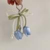 Ribbon Pearl Lace Bow Bag Accessories Tulip Lace Keychain Fashion Key Chains  Mobile Phone Chain
