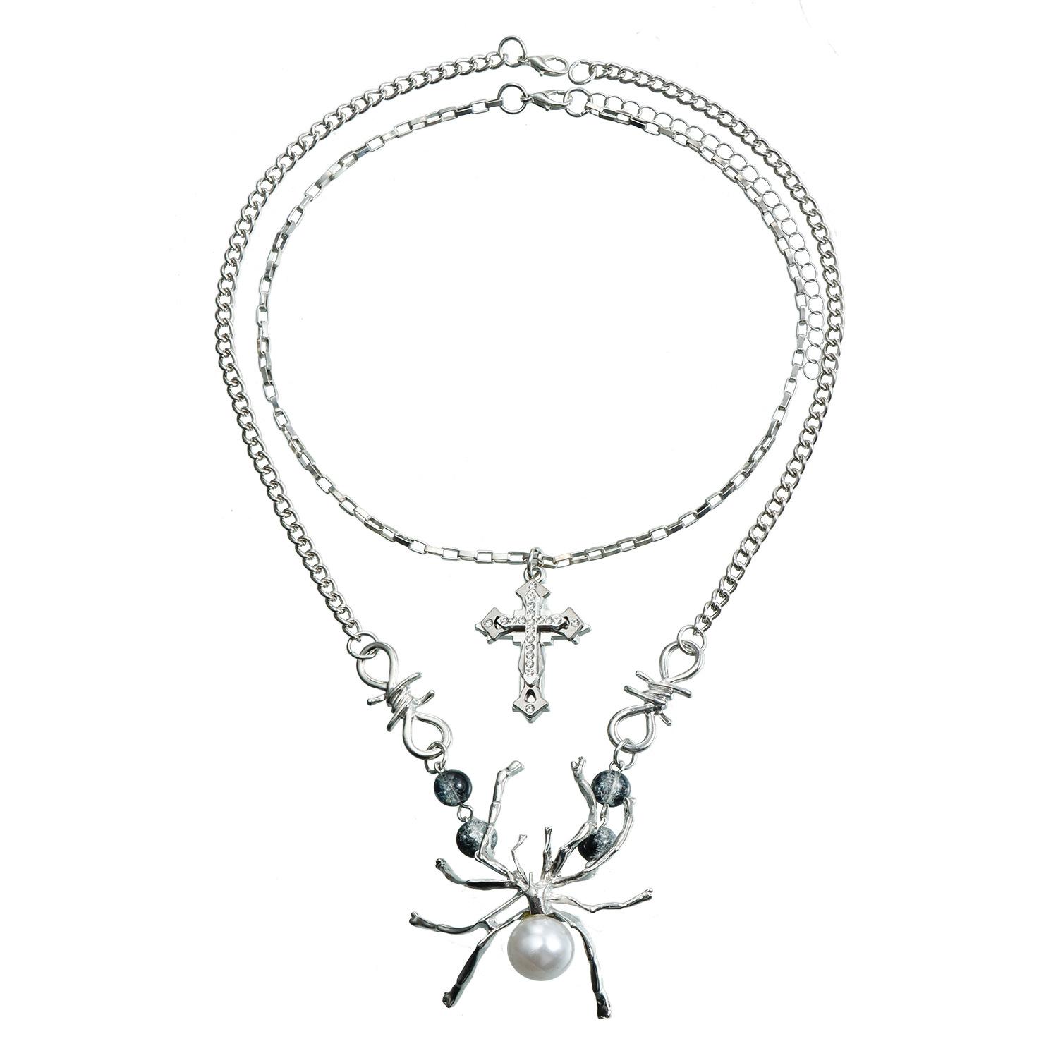 

Аксессуары Подвеска Крест Паук Дьявола Цепочка на ключицу Spice Girl Съемный Штабелируемый Носить Двойное Ожерелье