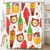 Adorable Animal Ice Cream Shower Curtain Set for Bathroom Decor Cartoon Print Fabric Shower Curtains with Rings included