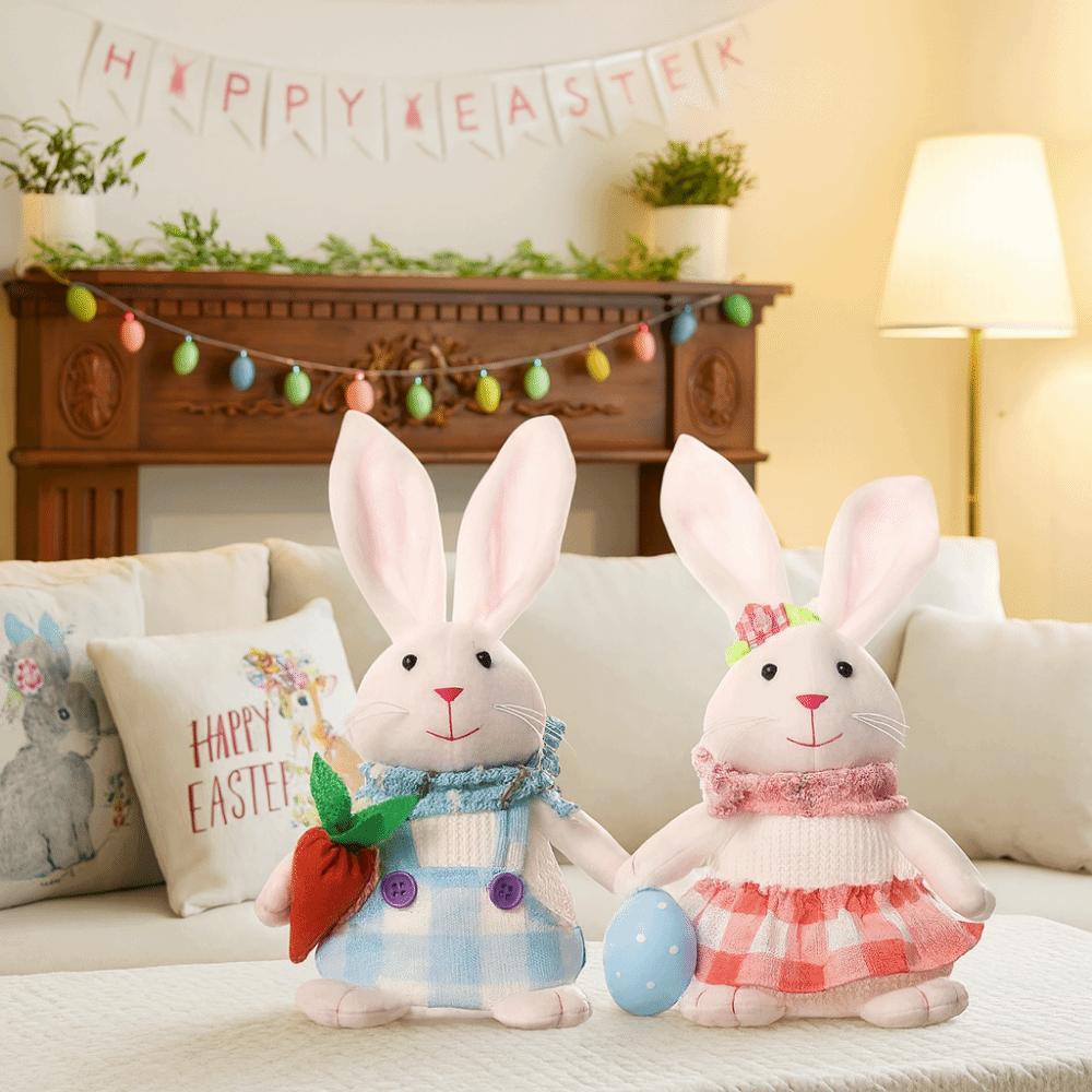 Plush Easter Decorative Rabbit Holding Carrot Easter Rabbit Doll Festival Decoration