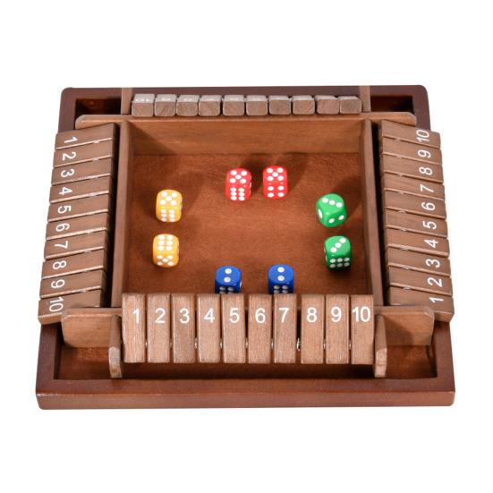 

Настольная игра Shut The Box 4 игрока Деревянная настольная математическая игра Детская Взрослая Семейный вечер Вечеринка Образовательная 4-сторонняя 10-числовая кость Классическая настольная игра