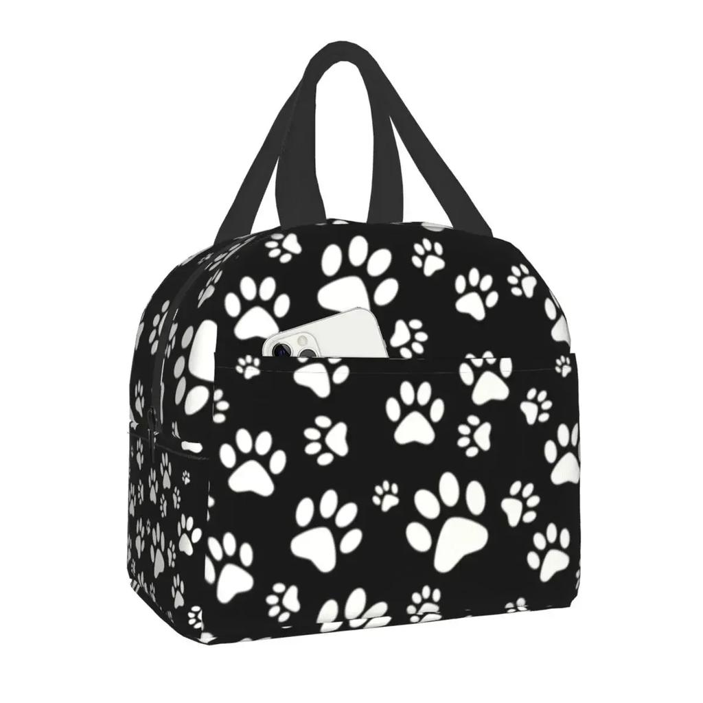 Pet Paw Pattern Animal Imprint Insulated Lunch Bag for School Office Dog Footprint Gift Picnic Thermal Cooler Lunch Box Women
