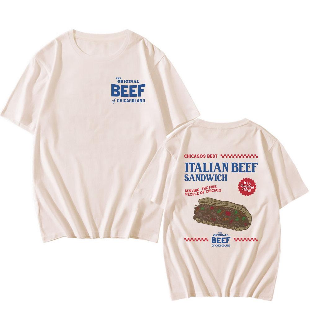 

Футболки The Original Beef of Chicagoland Футболка с графическим принтом из телесериала The Bear Футболка из хлопка с высоким качеством, мягкая, мужская футболка L песочный