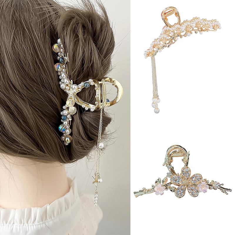 Pearl Tassel Hair Clip Starfish Hairpin Hair Claw  Shark Clip Jewelry