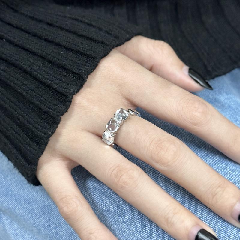 Glass Bead Ring Cold Wind Niche Design Female Personality Opening Adjustable High-End Ring Hand Jewelry