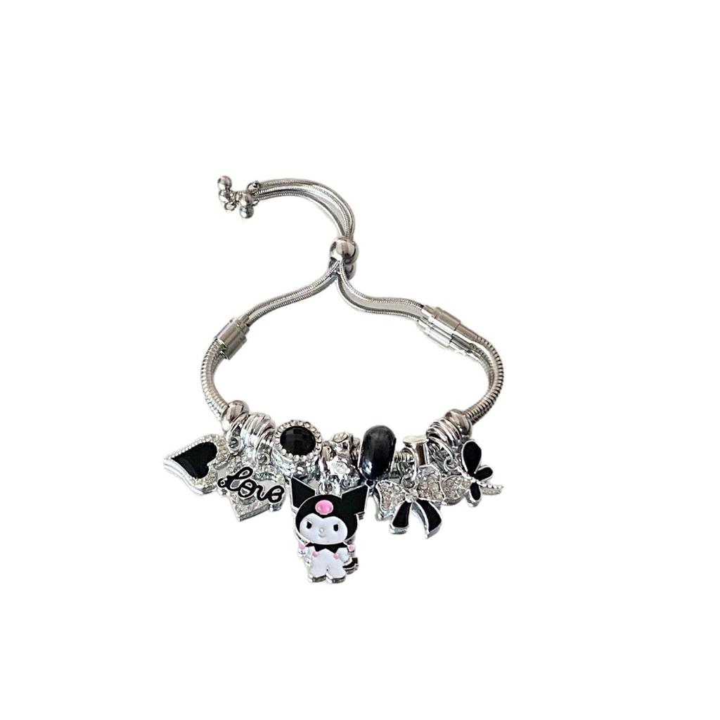 Brățară de lux pentru femei, ajustabilă, din oțel inoxidabil, cu desen animat Kuromi