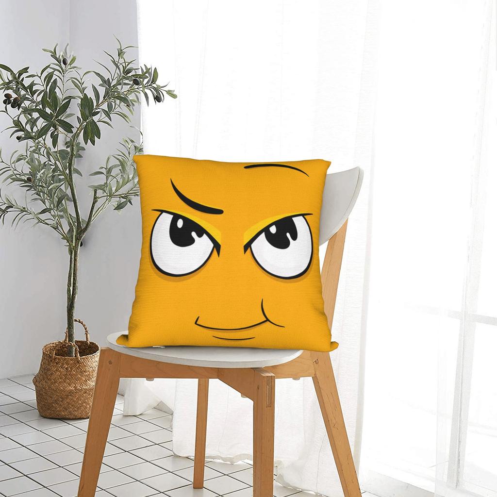 Cartoon Face Meme With Eyes And Eyebrows Pillow Case Retro Trendy Pillow Cover Design Pillowcases For Living Room Chair