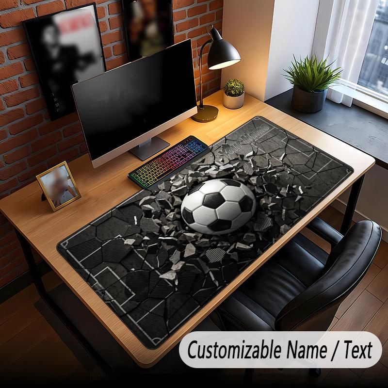 Soccer Theme Custom Mouse Pad Personalized With Name Text Customized Desk Mat For Office Home Decor