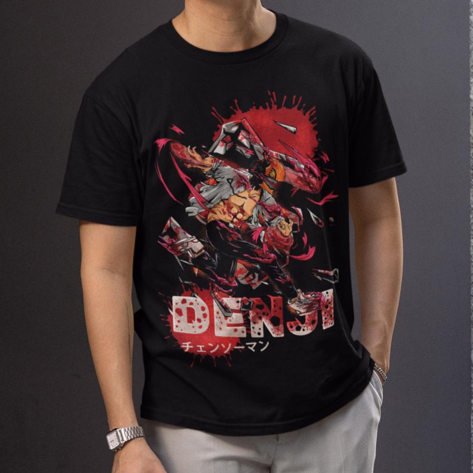 Camiseta Denji Chainsaw Man Anime Negra Unisex Manga Graphic Tee S