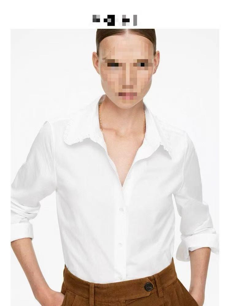

Original Cotton Ruffle Collar Women s Long Sleeve Casual Shirt - Spring/Summer Collection 36